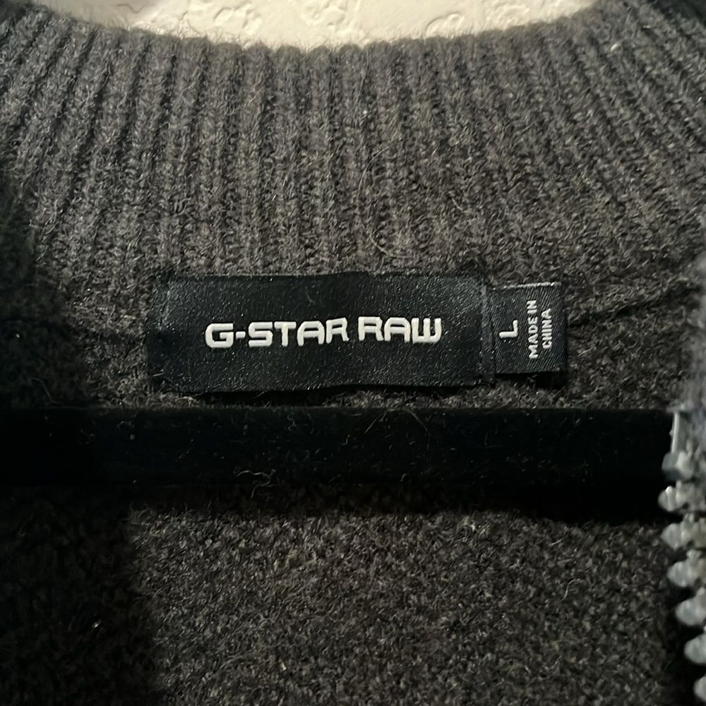 G-STAR RAW Men's Biker Zip Though Knit Green/Black Lambswool, Bomber , Size L - Picture 8 of 13